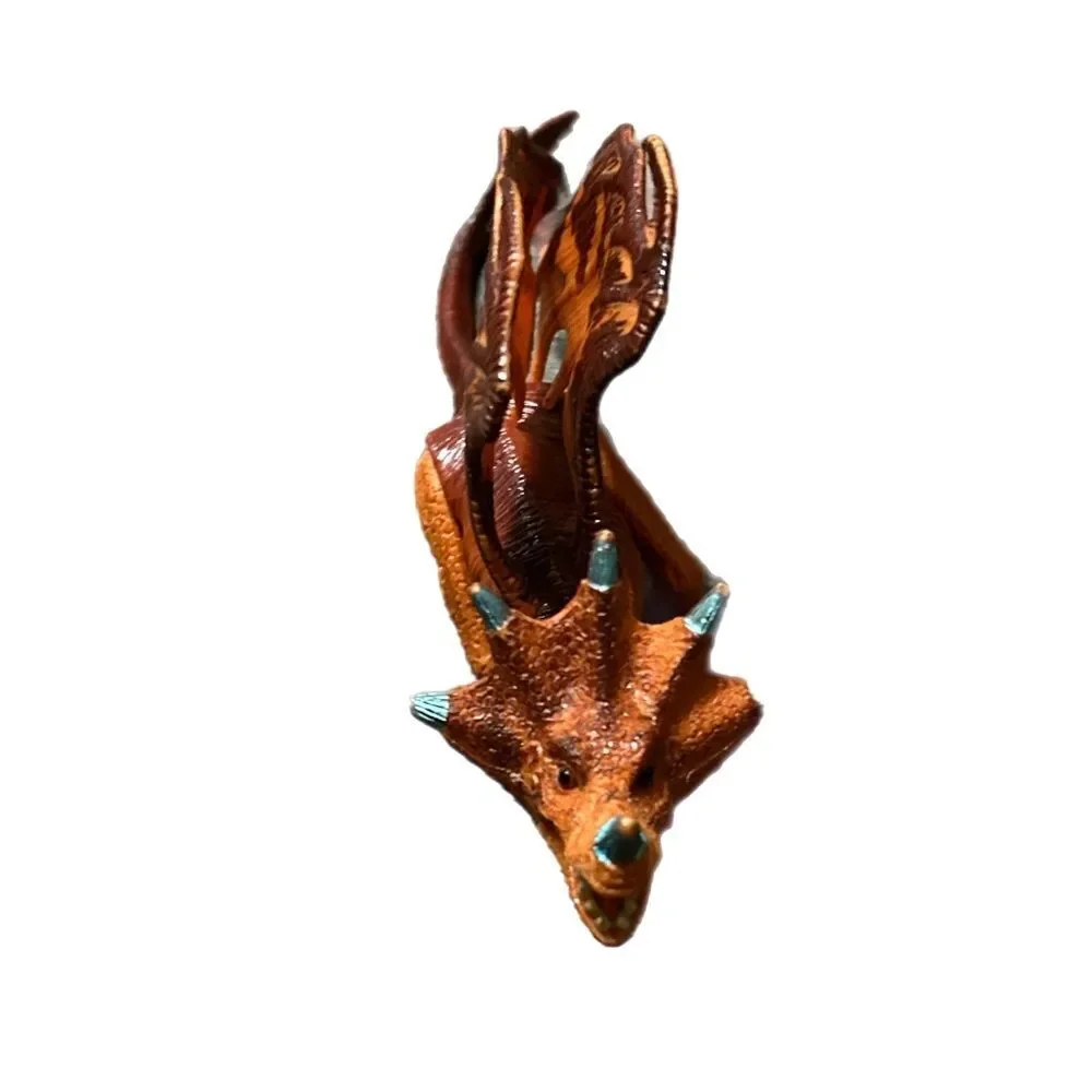 KID GALAXY Winged Horned Dragon Poseable Action Figure Red Orange